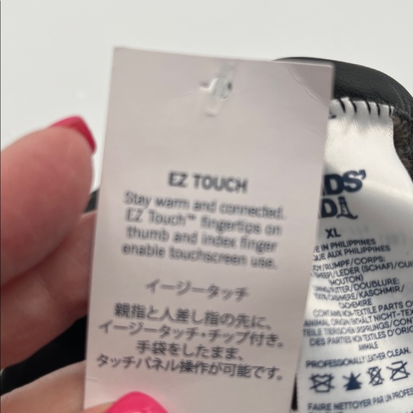 Lands' End Womens Cashmere Lined Gloves Reg XL Black Sheep Leather Elegant NWT - Picture 6 of 7